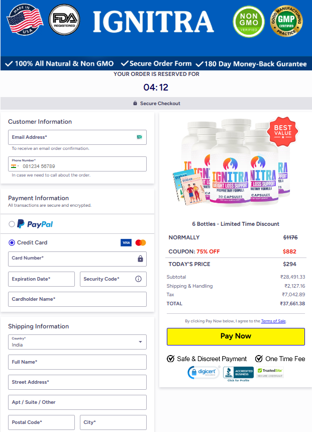 Ignitra checkout page
